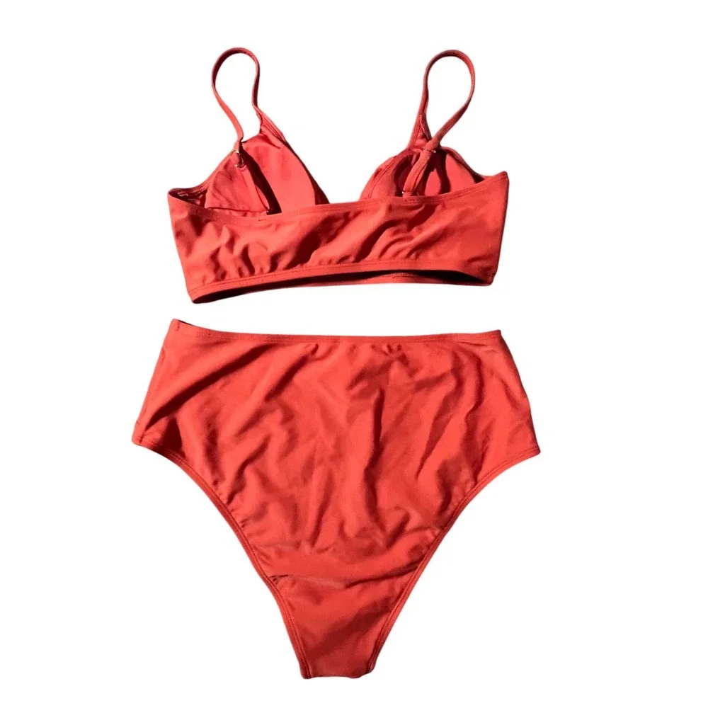 Cupshe Bikini‎ Set Womens Large Rust Twist Front High Waisted Two Piece Swimsuit